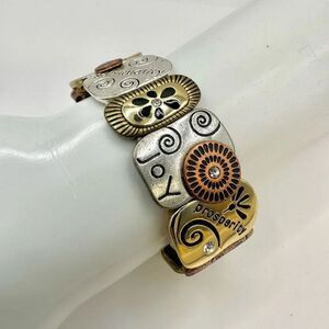 Tri tone serenity inspirational stretchy bracelet